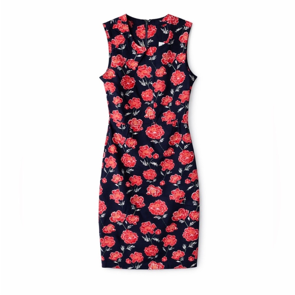 Banana Republic Navy Floral Sheath Dress - Red Floral Print Size 00P